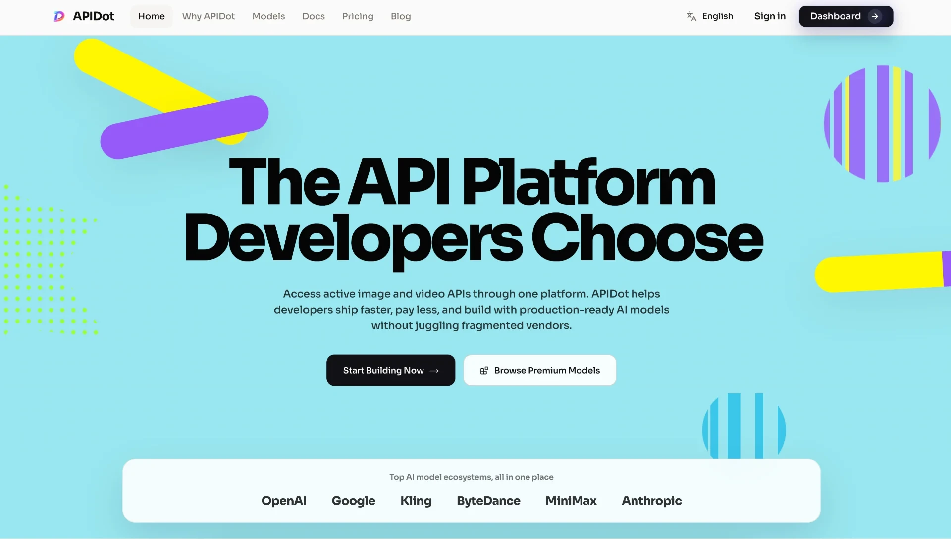 APIDot - APIDot is the ultimate AI API platform for developers. Access premium image, video, music, and chat APIs with one key
