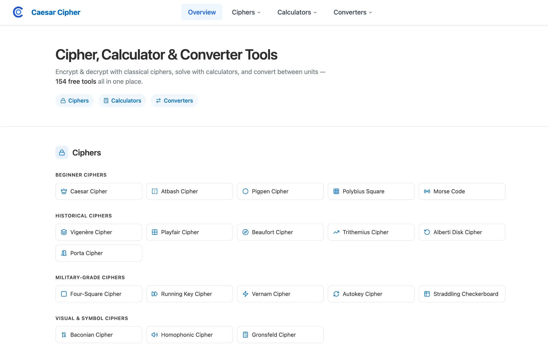 Caesar Cipher - CaesarCipher.org is a free online platform that offers a large collection of cipher, calculator, and converter tools in one place.