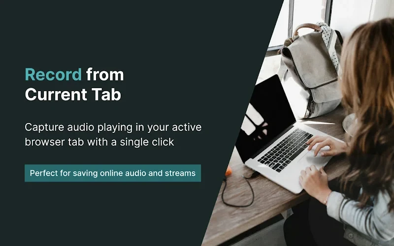 Audio Recorder: Free and Unlimited Recordings - Capture audio from your browser and auto-download it directly to your computer in MP3, WebM or WAV format.
