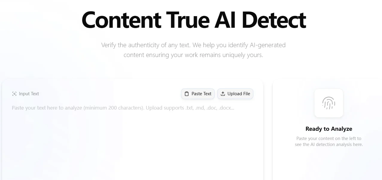Content True - Content True is an AI text detector that accurately distinguishes between human and AI-generated content, minimizing false positives and ensuring data privacy.