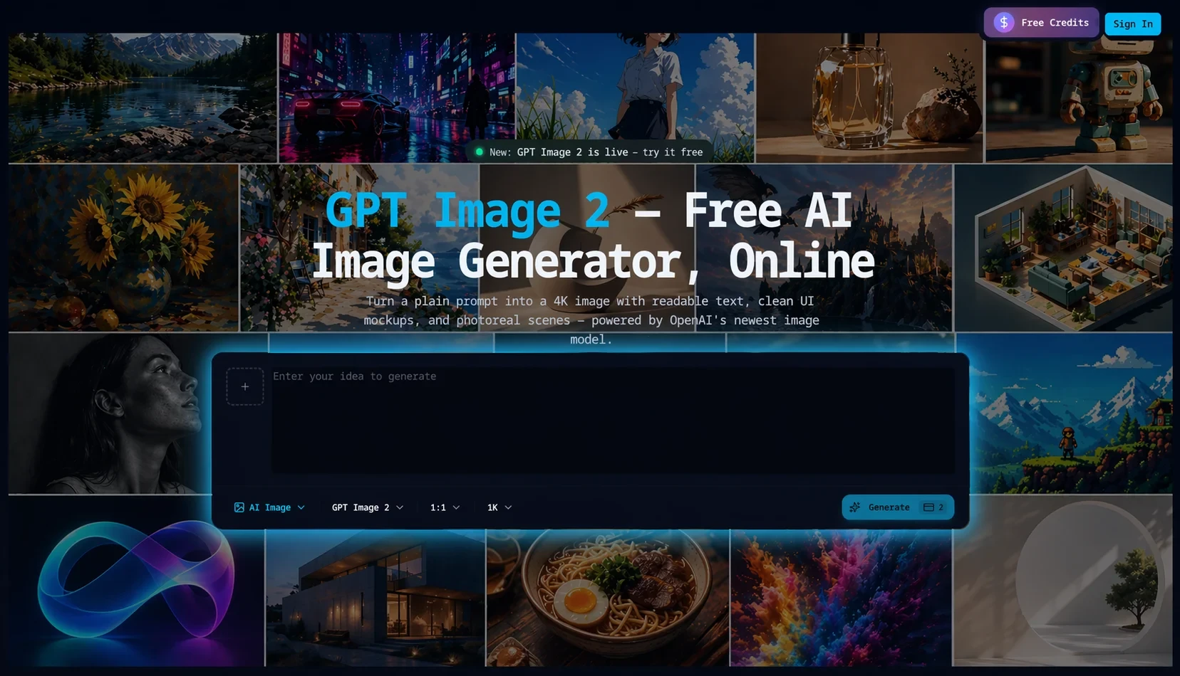 GPT Image 2 - Create 4K AI images with perfectly rendered, readable text for professional design and creative projects.
