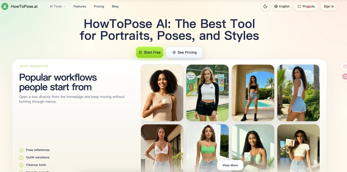 AI pose generator - Change poses in photos with AI. Create natural body poses, action shots, and pose-guided images for creators, models, and brands.
Empower your visual presence with howtopose.ai