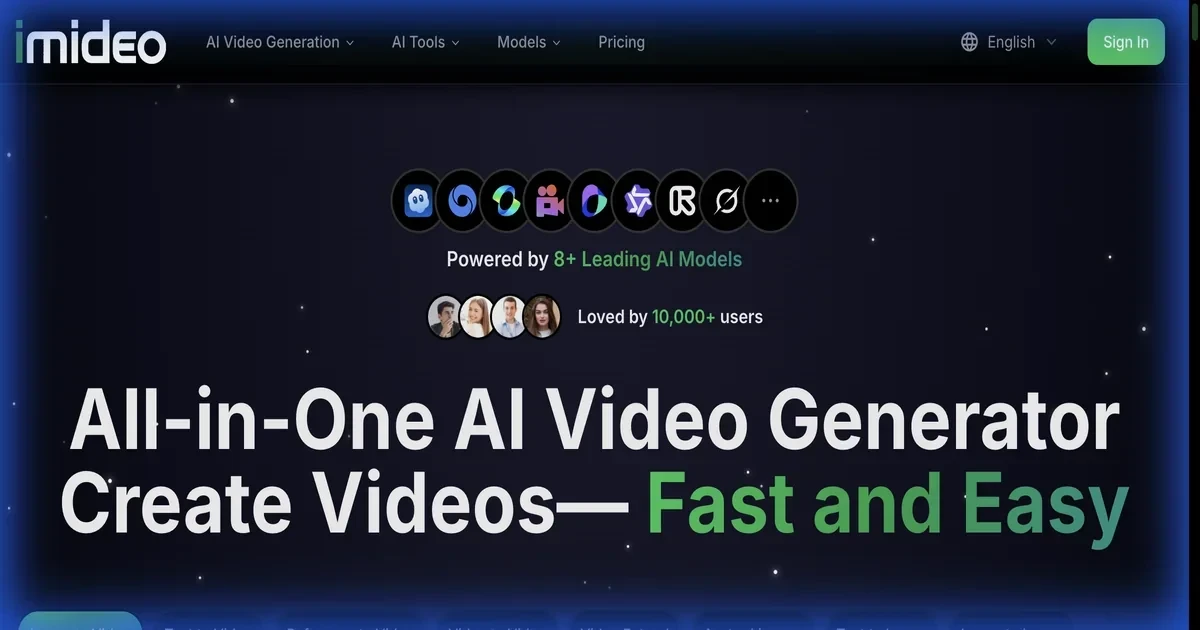 iMideo - AI video generator that transforms images and text prompts into stunning videos — bring your ideas to life in seconds.
