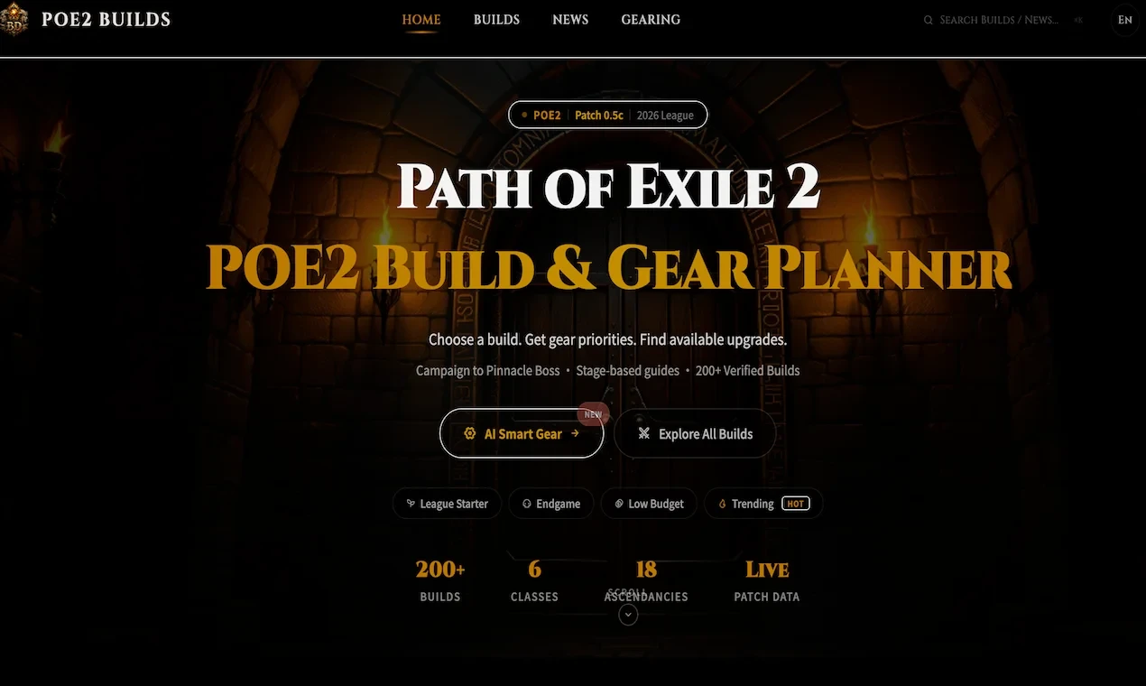 POE 2 Builds - poe 2 builds， Path of Exile 2 builds with stage-based guides from campaign to pinnacle boss. Gear priority, skill gems, passive trees, and AI gearing inc