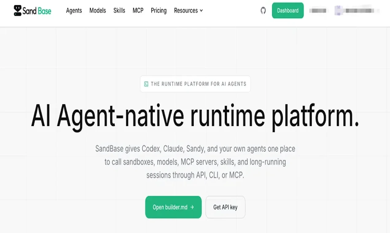 Agent-native Platform - SandBase.ai is an AI Agent-native Runtime Platform that helps developers build, run, and ship production AI agents with models, tools, sandboxes, browser