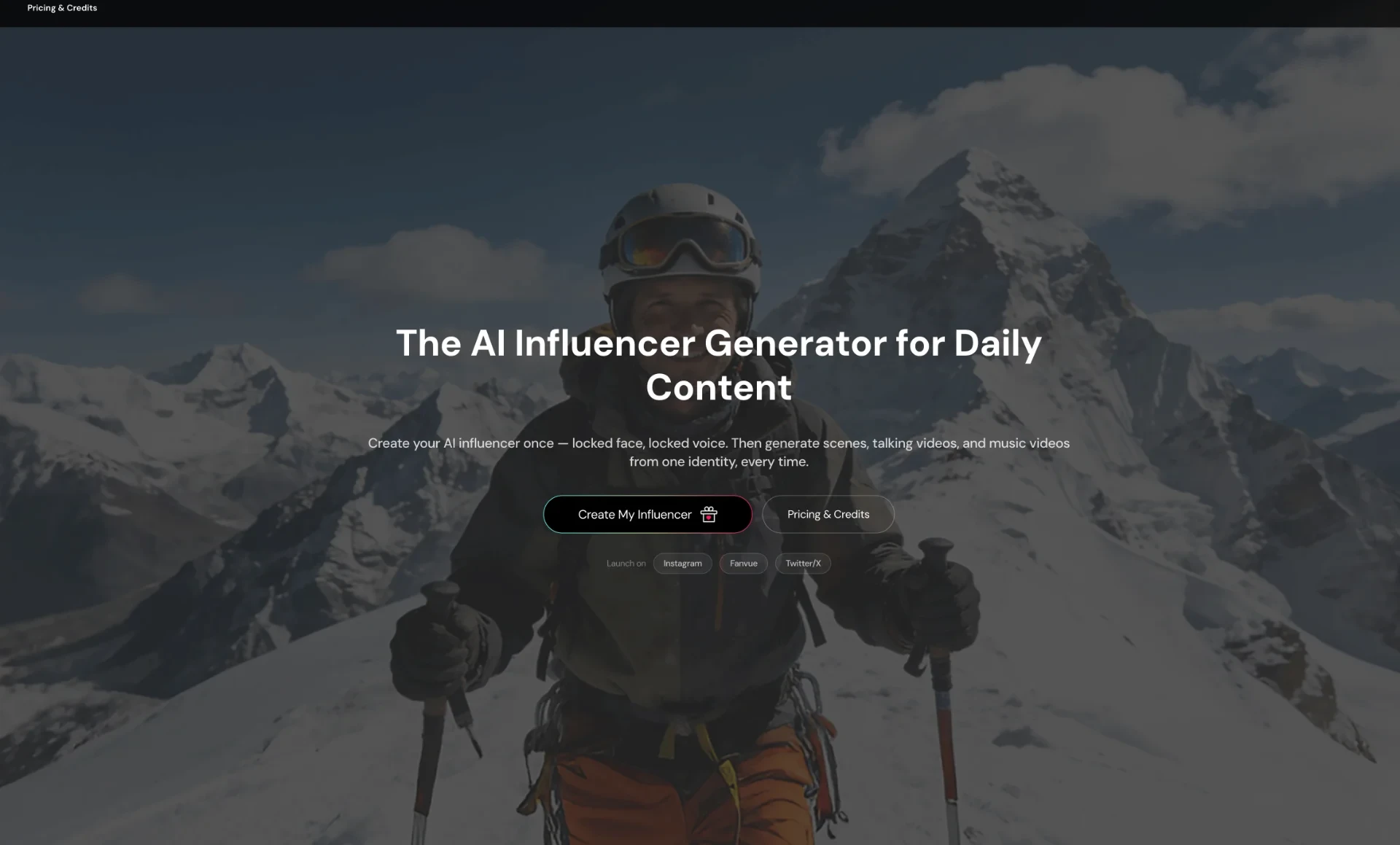 AI Influencer Generator - Create one AI influencer identity, reuse scenes, and produce AI avatar videos or AI music videos with predictable credits in Scenova virtual influencer studio.