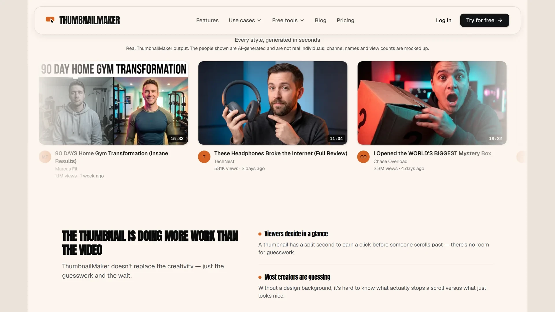 ThumbnailMaker - ThumbnailMaker turns a description of your video into a finished 1280x720 YouTube thumbnail. When a result is close but wrong, you correct it by instruction instead of regenerating from scratch.
