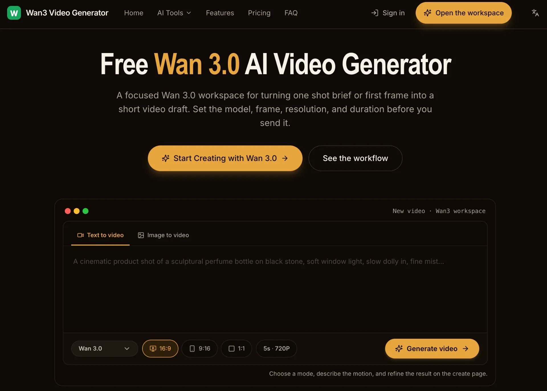 Wan3 Video Generator - Wan 3.0 Video Generator is an AI-powered platform that turns text prompts and images into high-quality videos directly in the browser. 