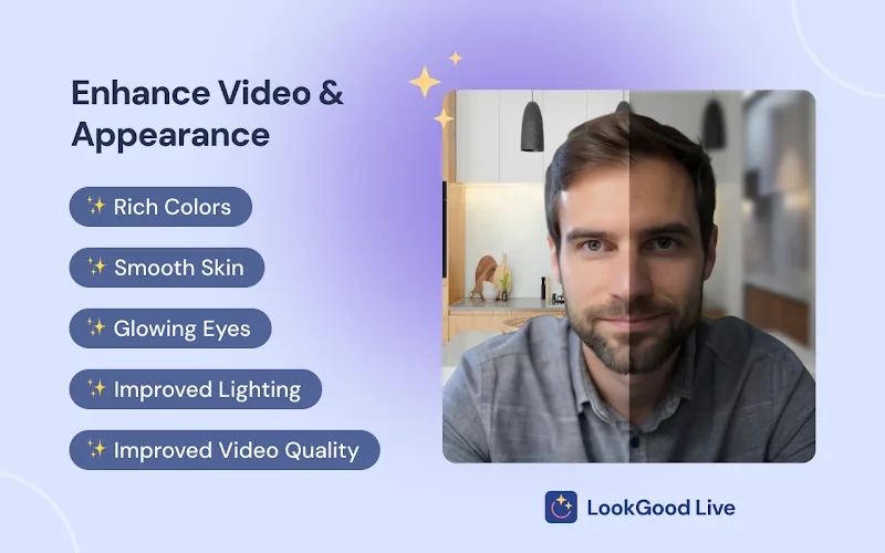 LookGood Live - our Chrome extension that enhances on-camera appearance and adjusts video image, making it perfect for meetings, video chats, and live streams.