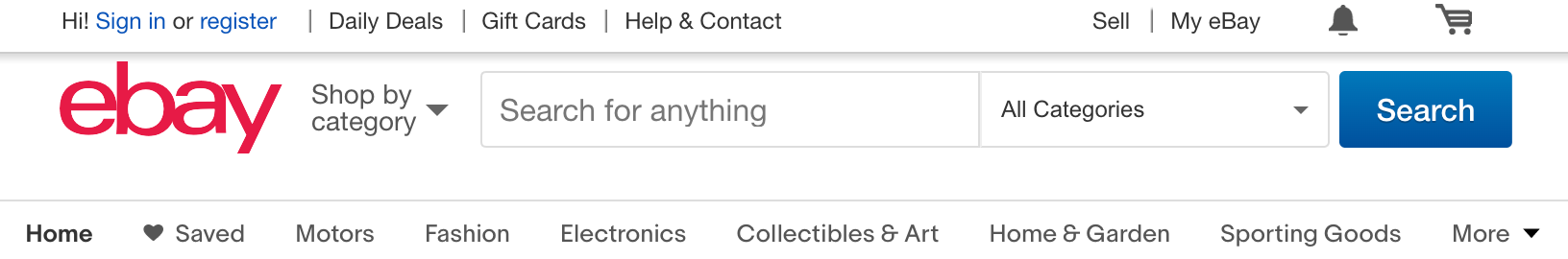 ebay 顶部导航