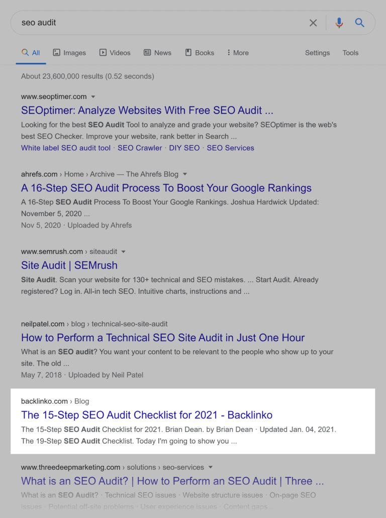 Google SERP-SEO审计