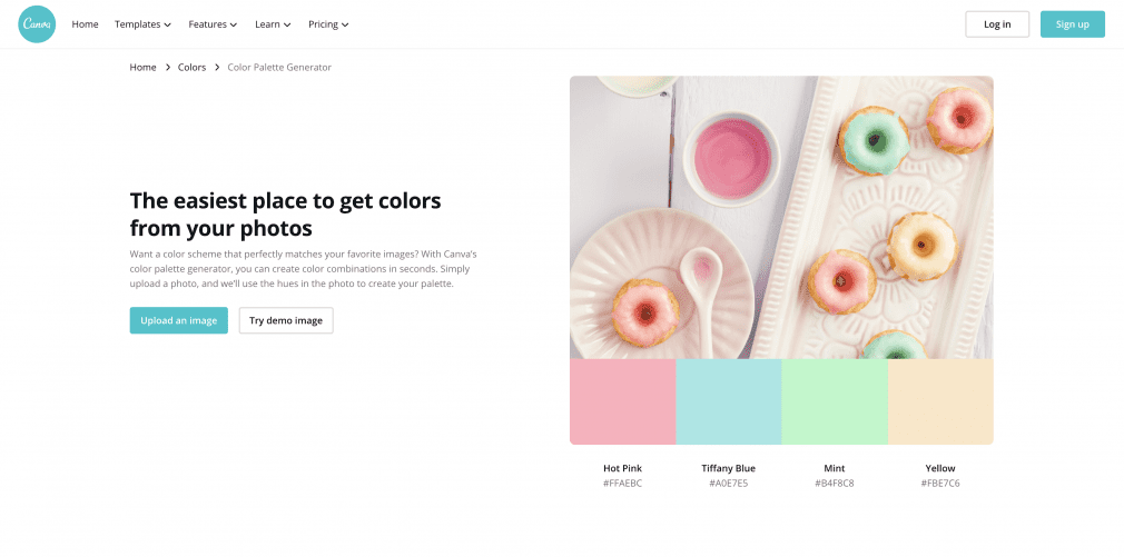 Canva 的调色板生成器示例