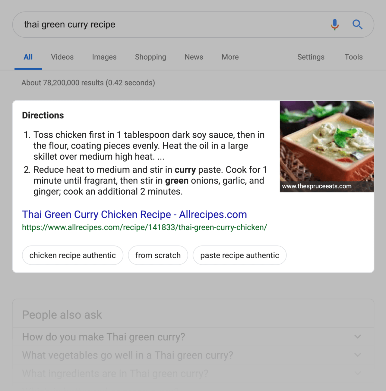 Google SERP-精选片段示例