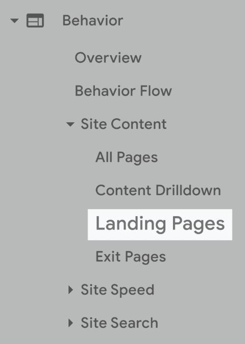 Google Analytics – 导航栏 – 着陆页