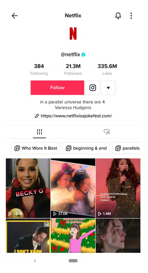 TikTok上的Netflix帐户