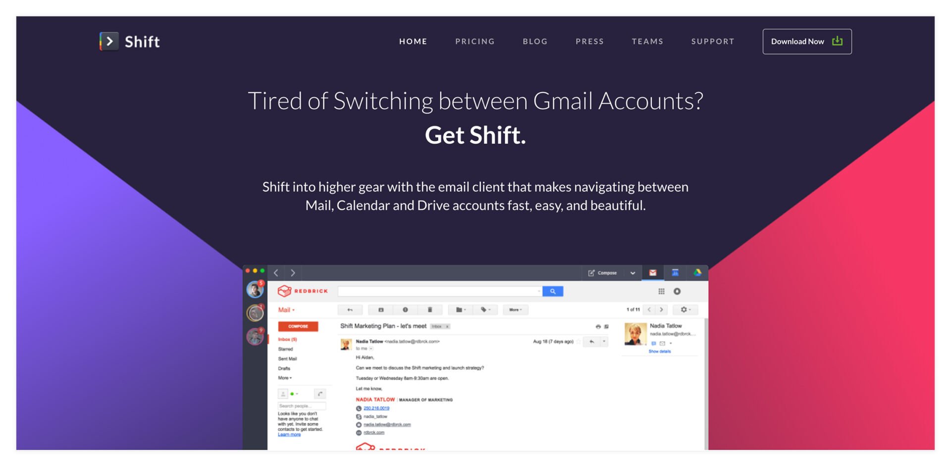website hero section