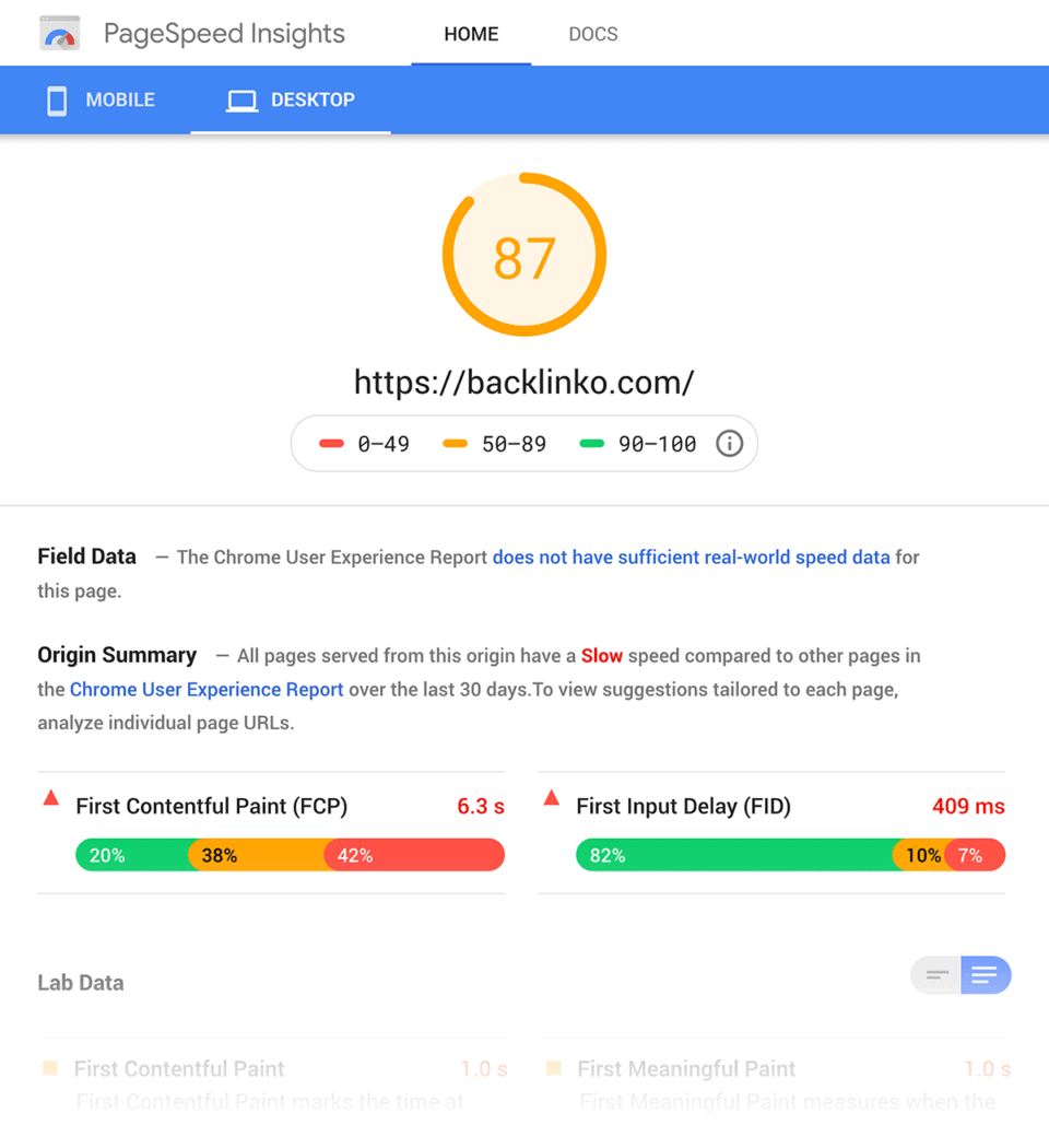 PageSpeed Insights – 结果