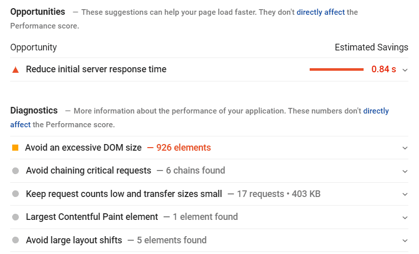Google Page Speed Insights 改善数据的机会