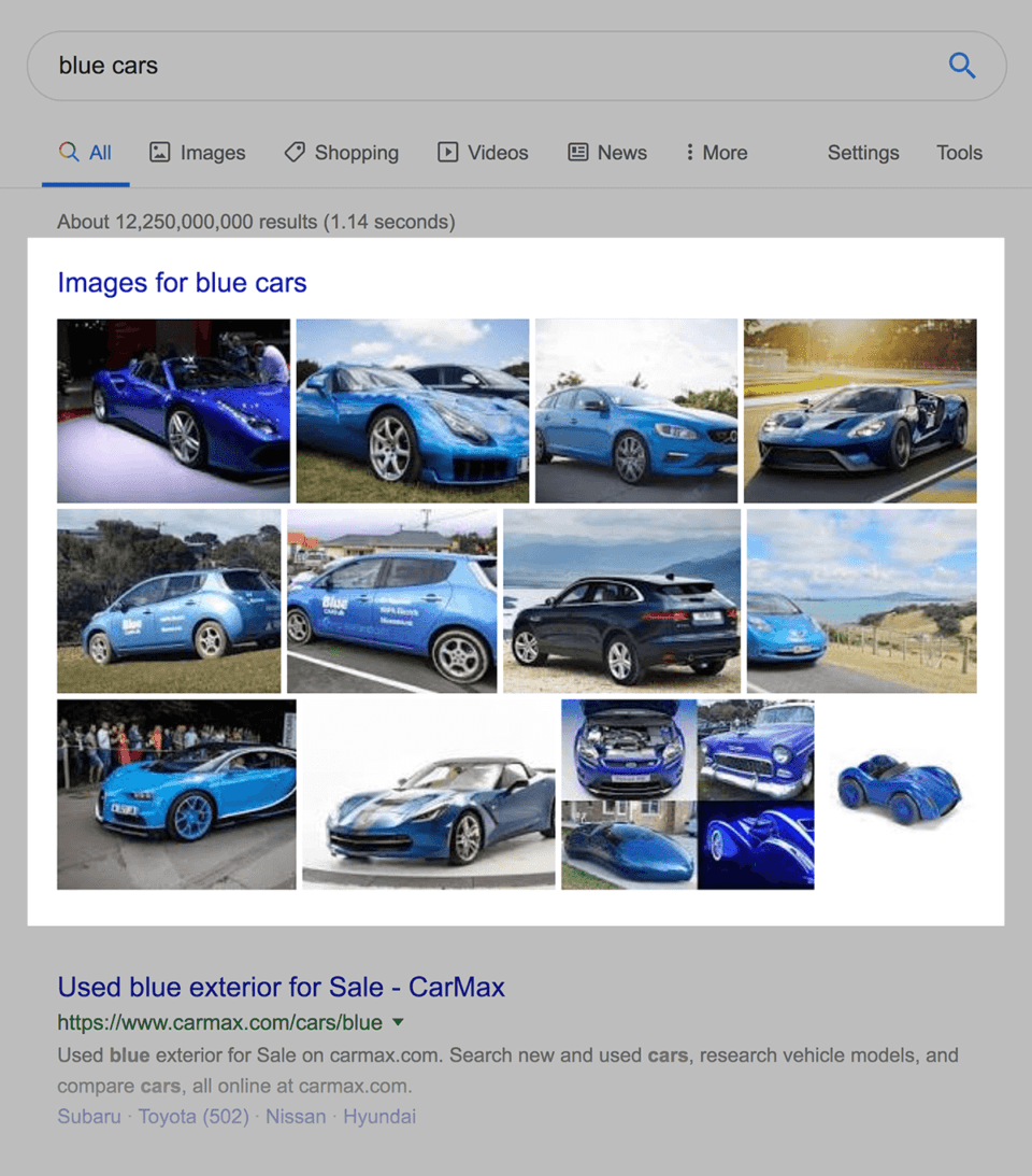 蓝色汽车的 Google 图片结果