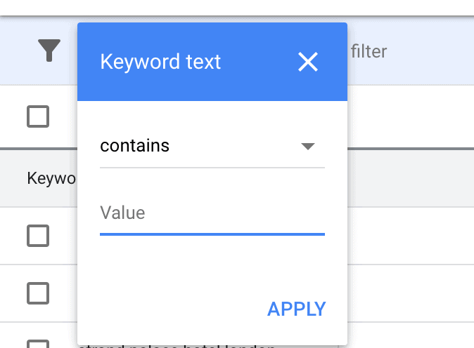 Google 关键字规划师中的关键字文本
