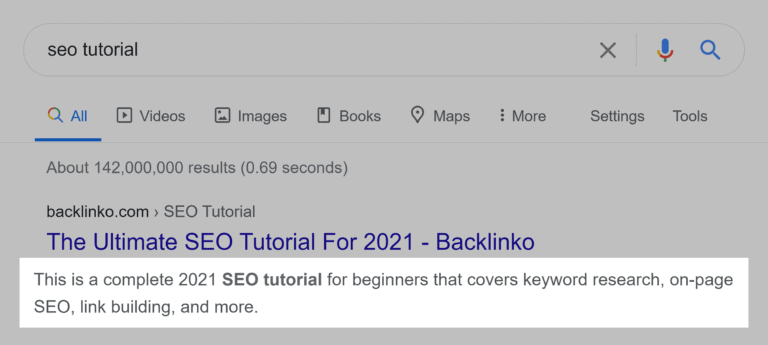 Google SERP中的元描述