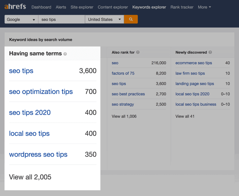 Ahrefs-SEO技巧建议