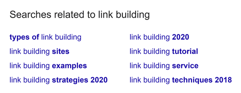 与链接建设相关的Google搜索