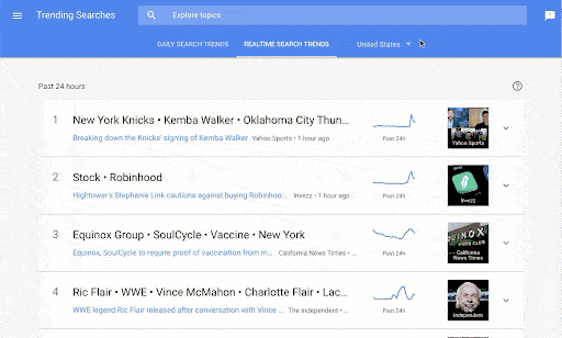 动画 GIF 显示了针对不同国家/地区的 Google 趋势实时搜索。