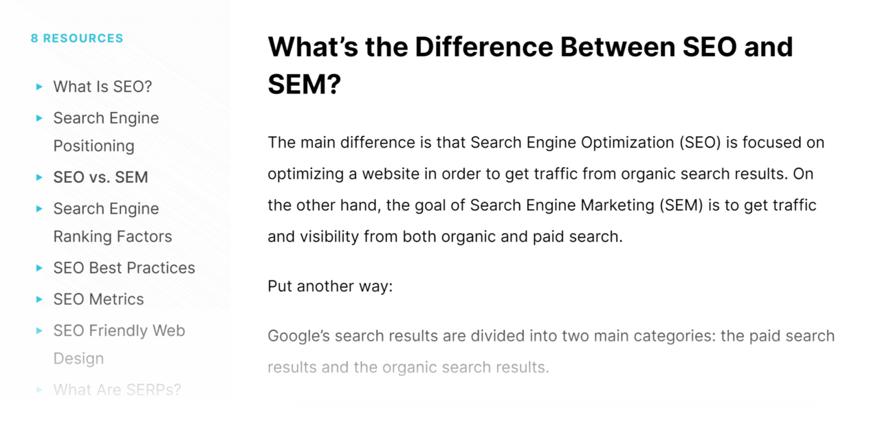 Backlinko – SEO Hub – SEO vs. SEM