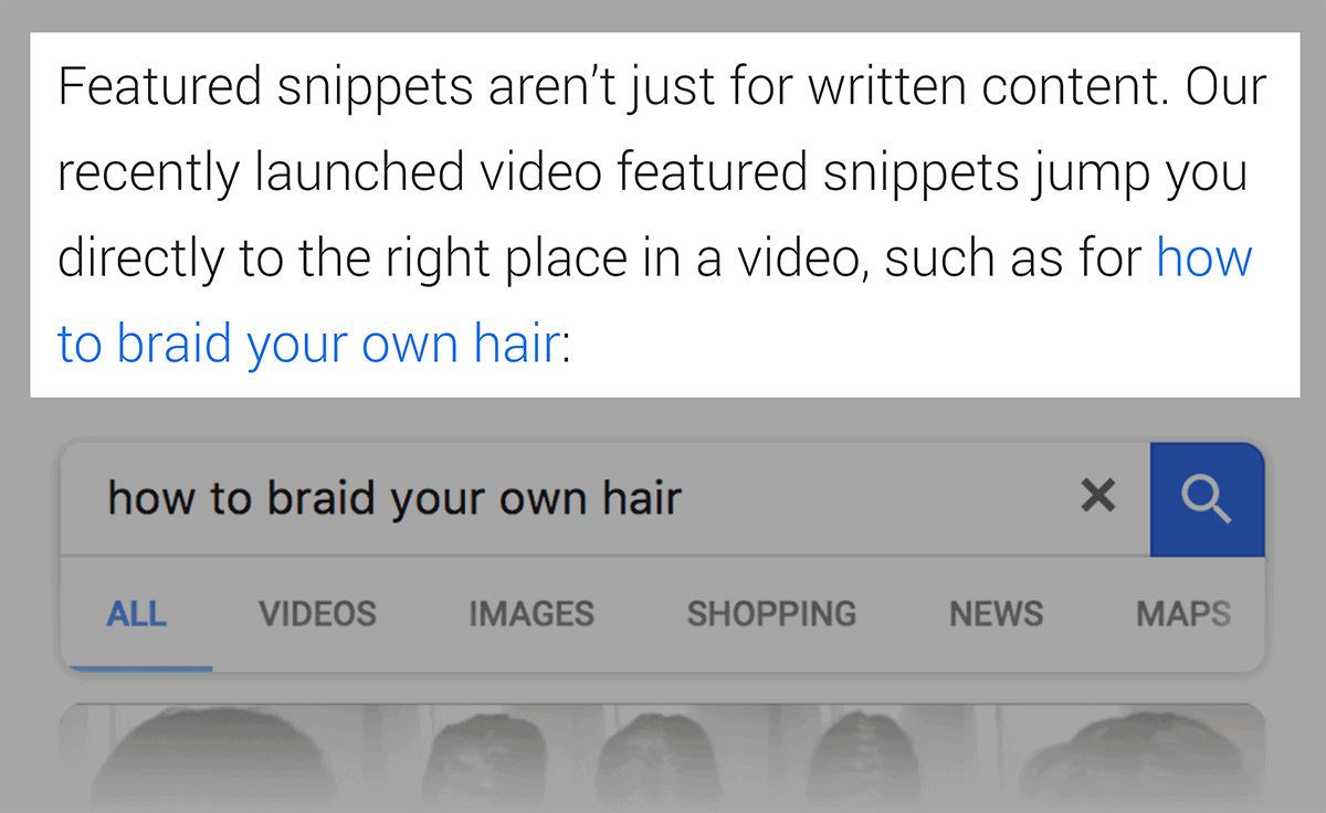 Google blog on featured video snippets
