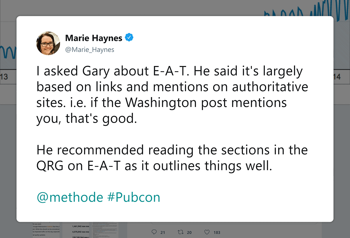 Marie Haynes tweet about external mentions