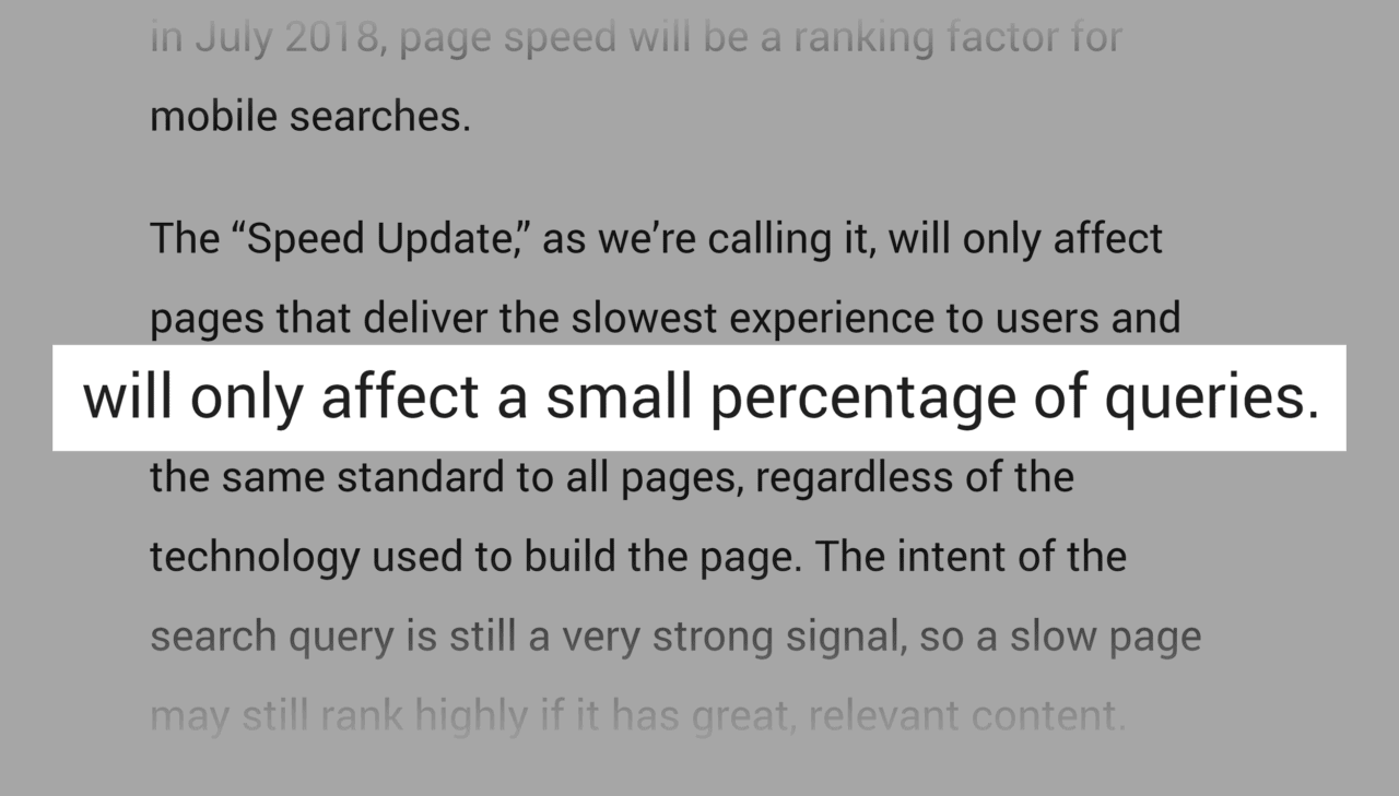 Speed update only affecting small percentage of queries